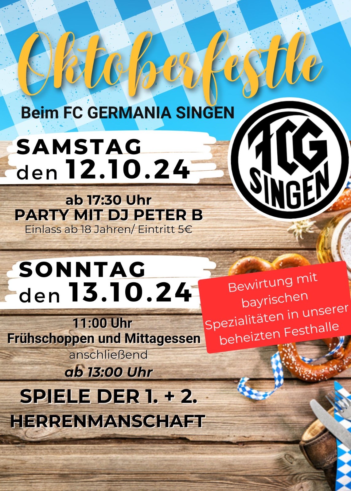 Oktoberfest – Änderung Spiele